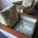 Pair of italian lounge chairs afrormosia and mohair, 1940s