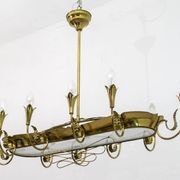 After Pietro Chiesa Italian Brass 12 Lights Candelier Fontana Arte