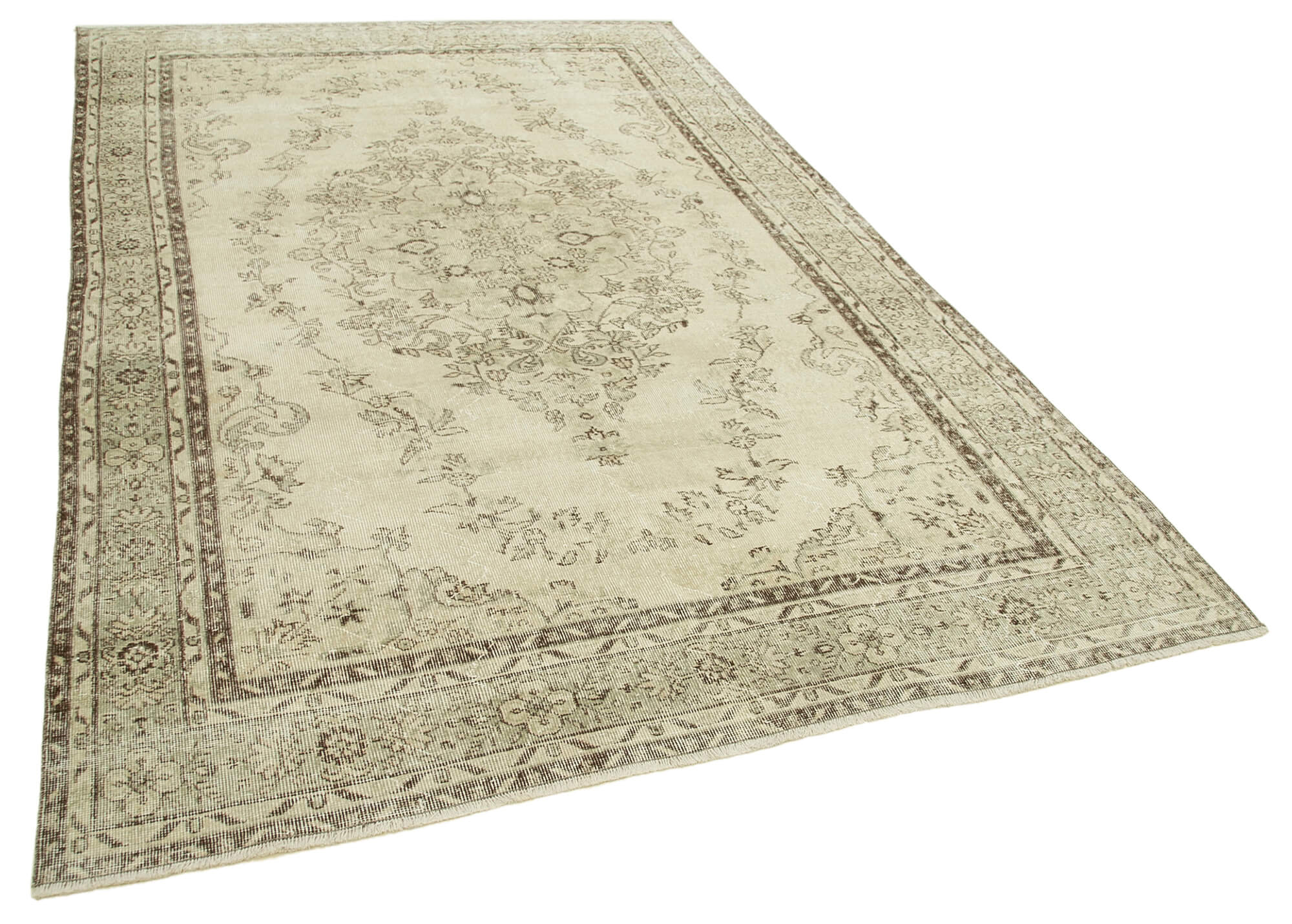 Hand-Knotted Wool Turkish Beige Rug 190 cm x 300 cm