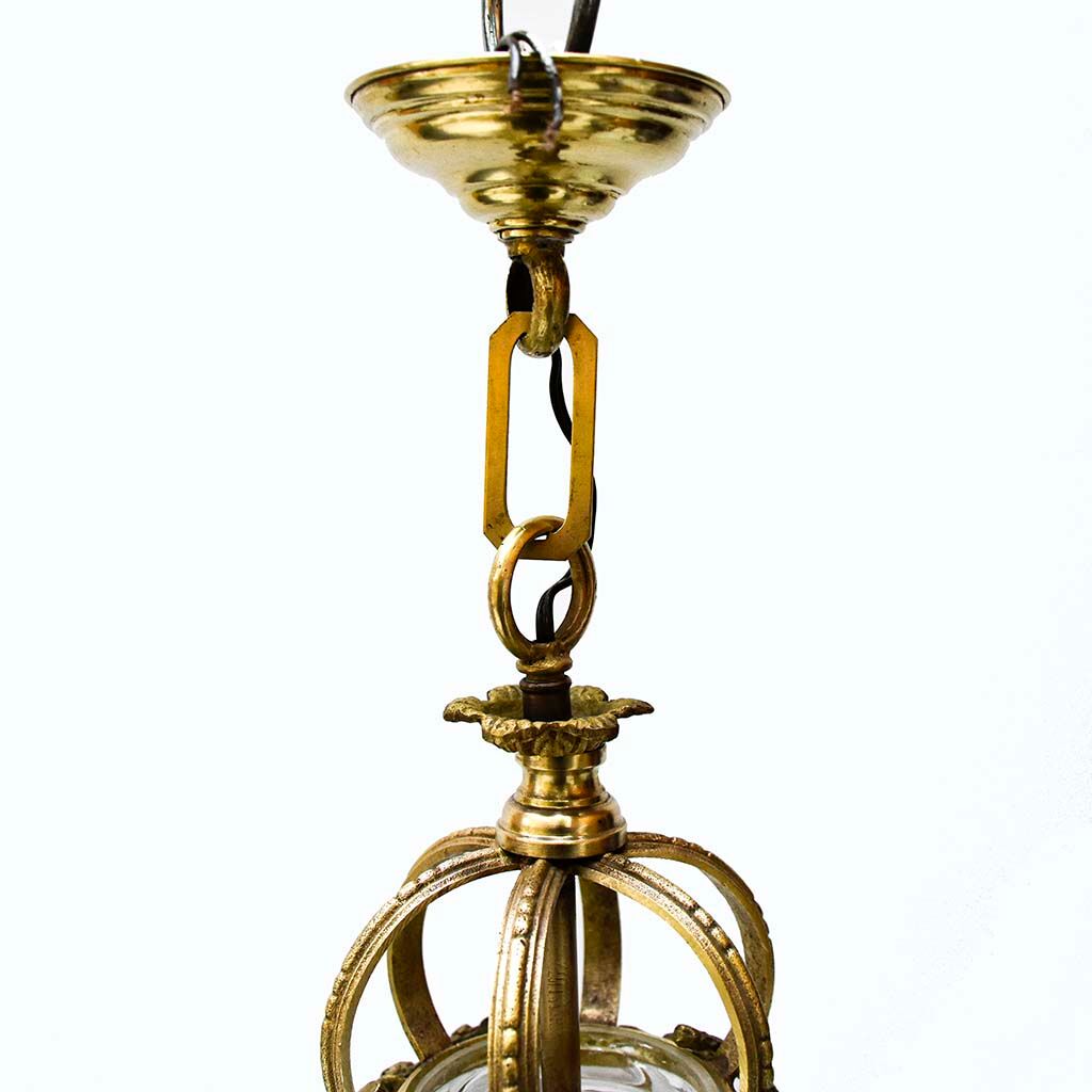 Lantern conical gilded beveled faceted glass old white XIXth