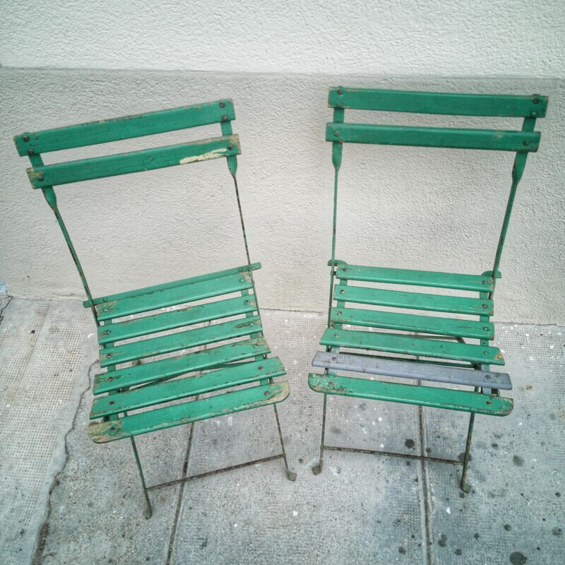 Pair of folding garden chairs