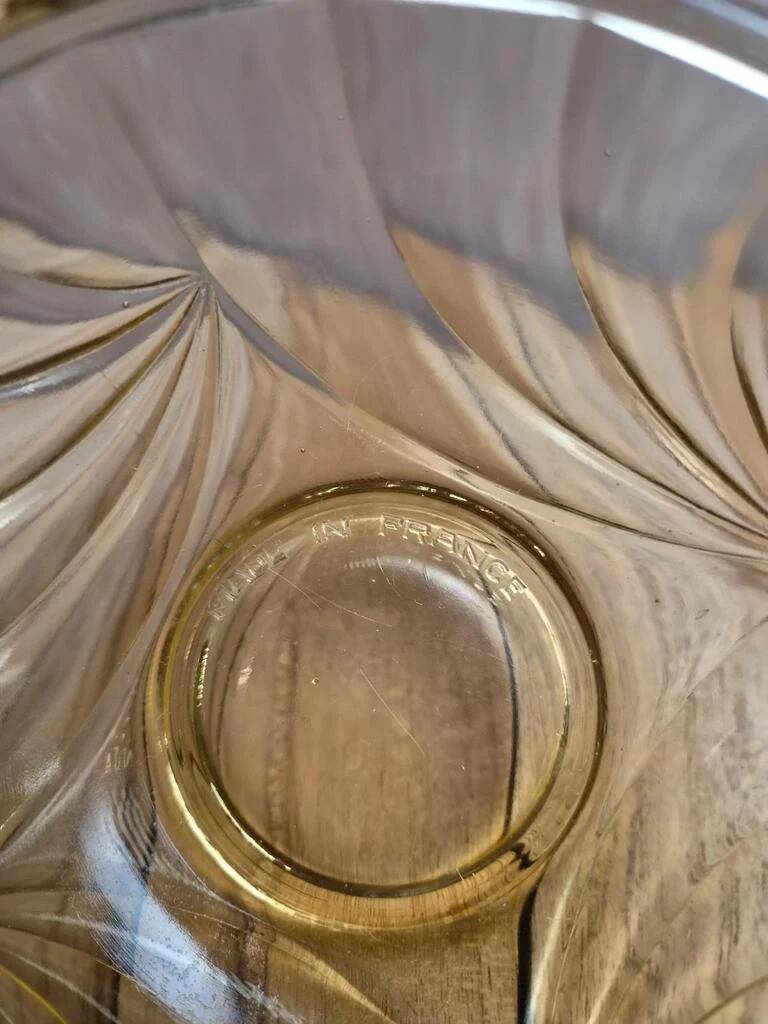 Bonbonnière vintage en verre ambré Made in France