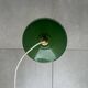 Vintage pendant light with green and white enamelled sheet metal lampshade and LED electricity