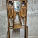 Vintage carved oak hall tree with mirror and coat hooks, early 20th century, 192 × 72 × 24 cm
