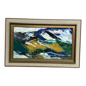 Original Swedish Oil on Cardboard – "Mountains" by Svendolf Carlsson – Signed – Vintage and Framed – 70 × 45 cm (27.6" × 17.7")