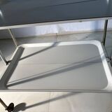 Vintage folding trolley in chromed metal and enamelled trays