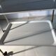 Vintage folding dessert table in chrome metal with enamelled trays.