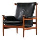 Bwana armchair in teak and leather by France and Son by Finn Juhl