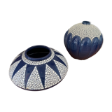 Vase et coupe en céramique Saint Clément couleur bleue