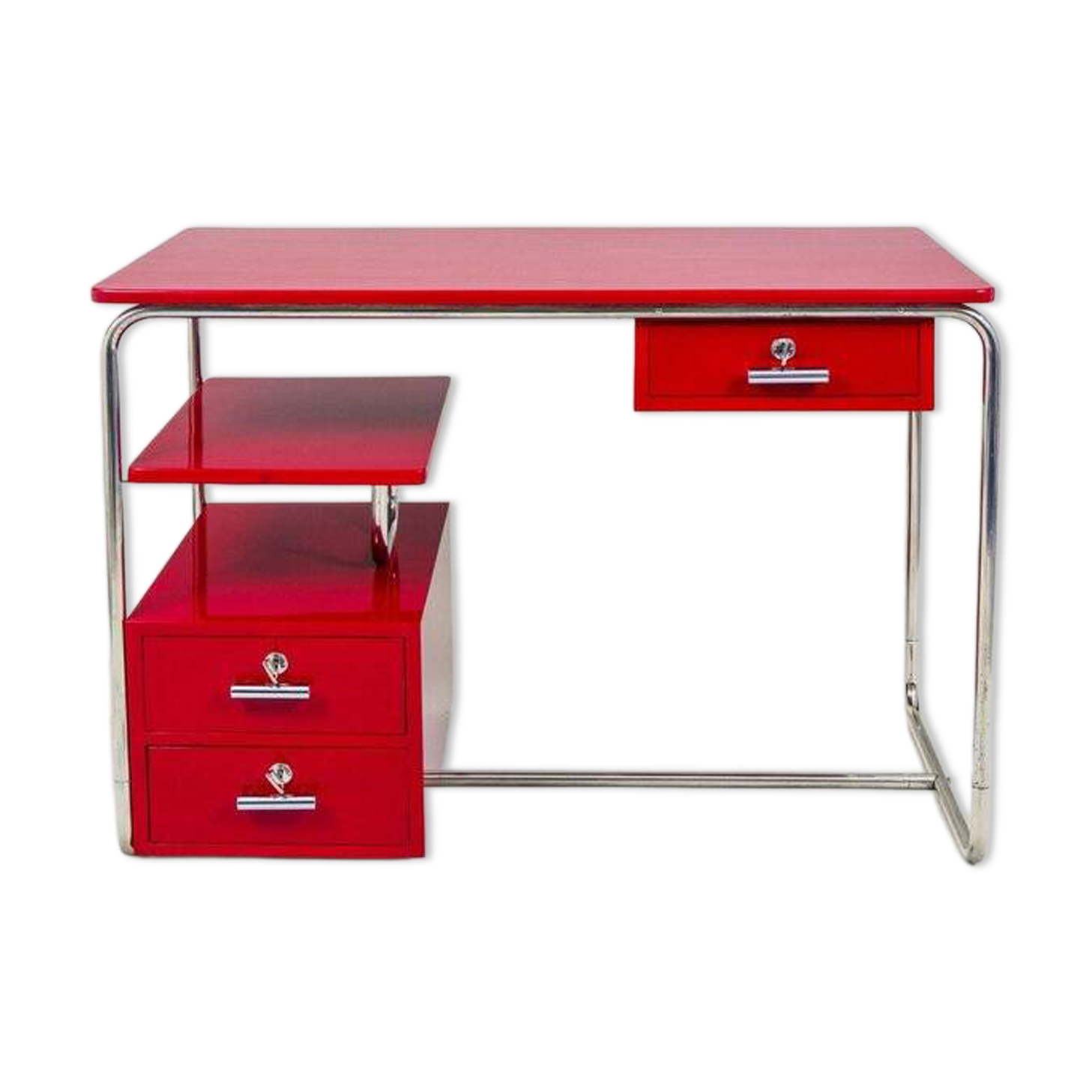 Vintage German Chrome Writing Desk, 1930s