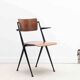 Vintage Pyramid chair with armrests by Wim Rietveld, oak and black