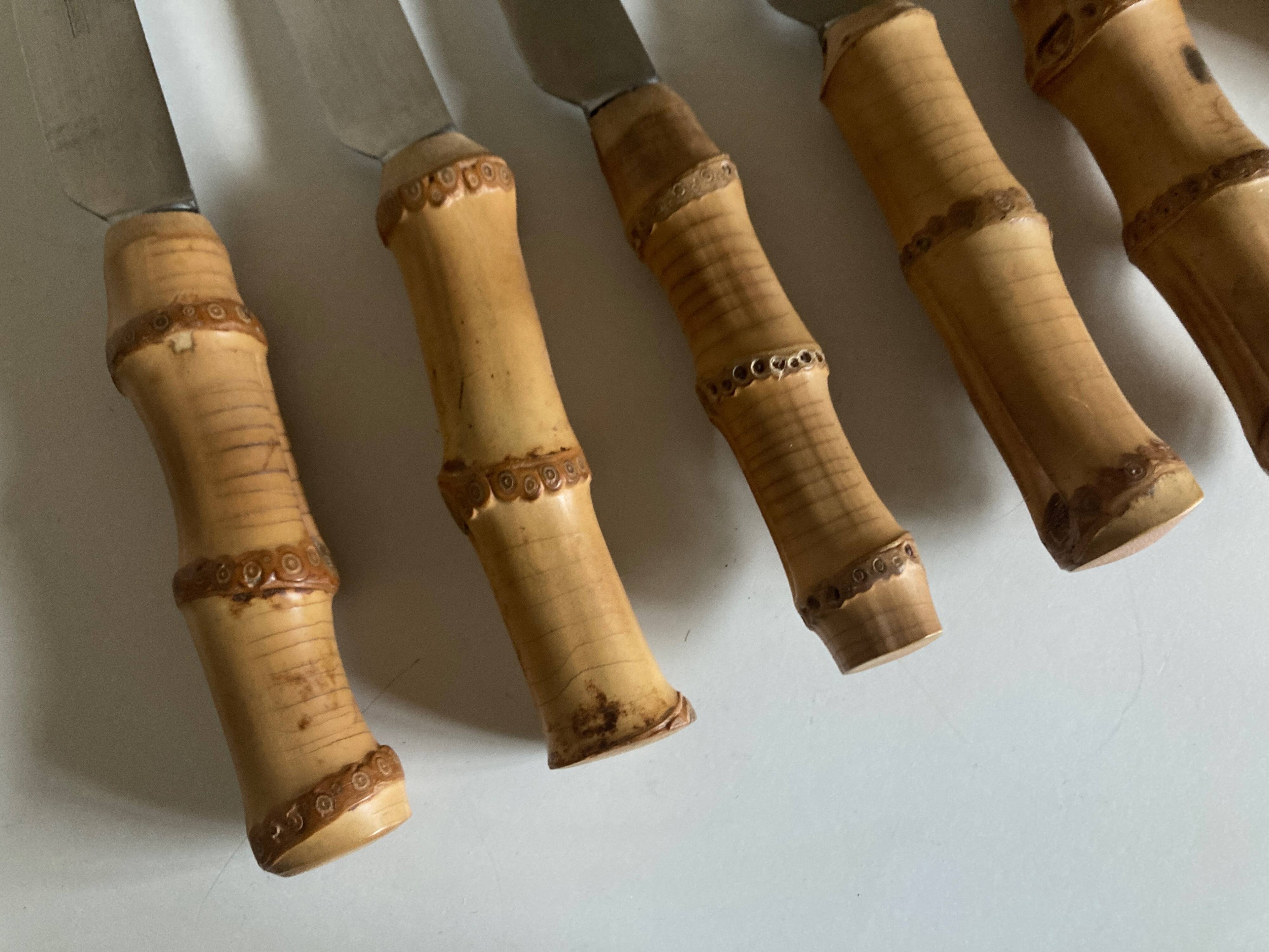 Set of 6 Riviera 1960 bamboo table knives