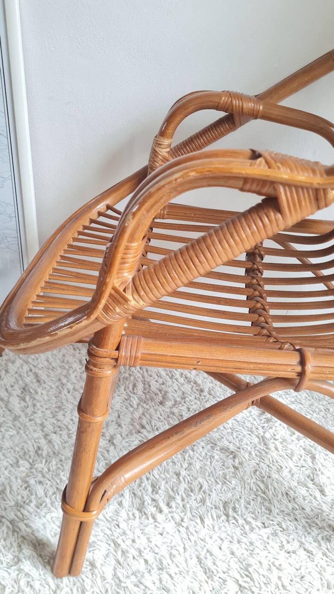 Paire de fauteuils en rotin vintage circa années 70