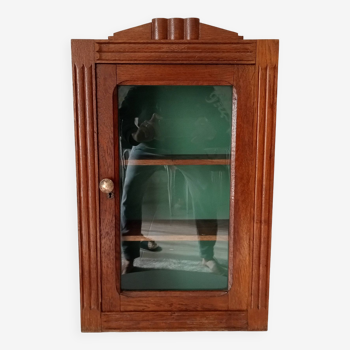 Old art deco bathroom cabinet in solid oak 40s/50s