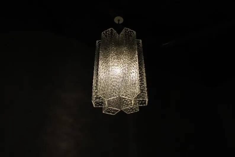 Vintage Glass Chandelier by Kamenický Šenov, 1960s