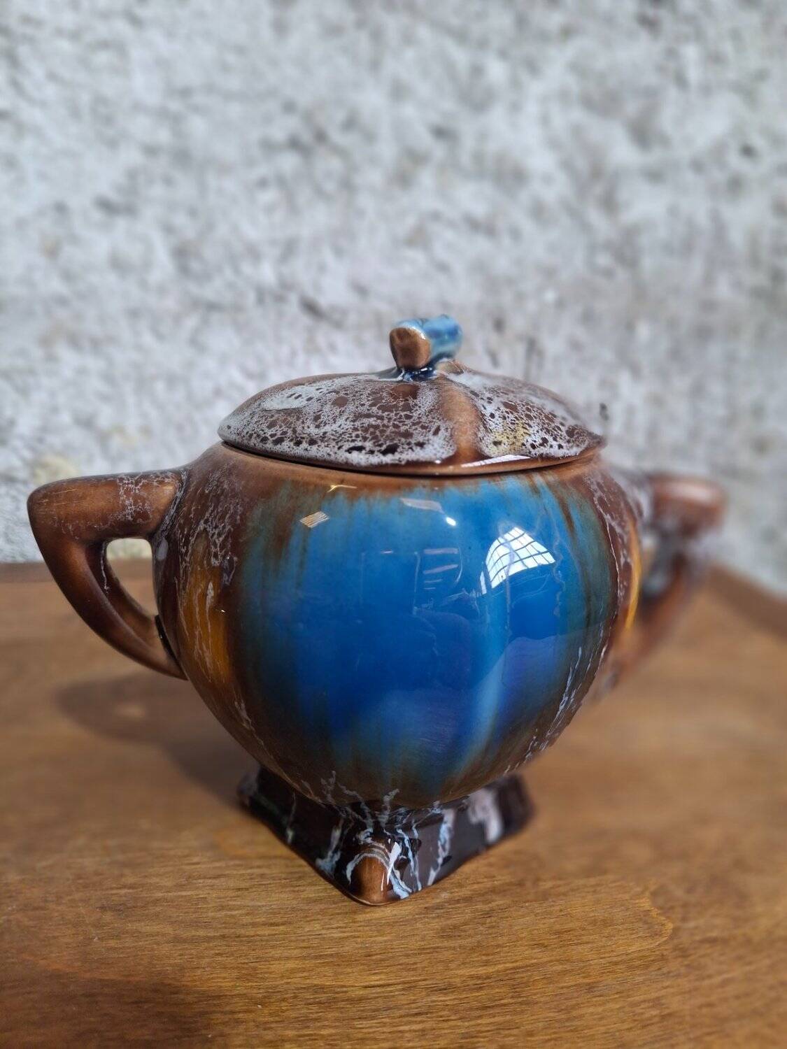 Art Deco coffee service Vallauris cobalt blue flambe glaze – 15 pieces
