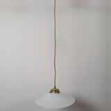 Suspension vintage en opaline blanche