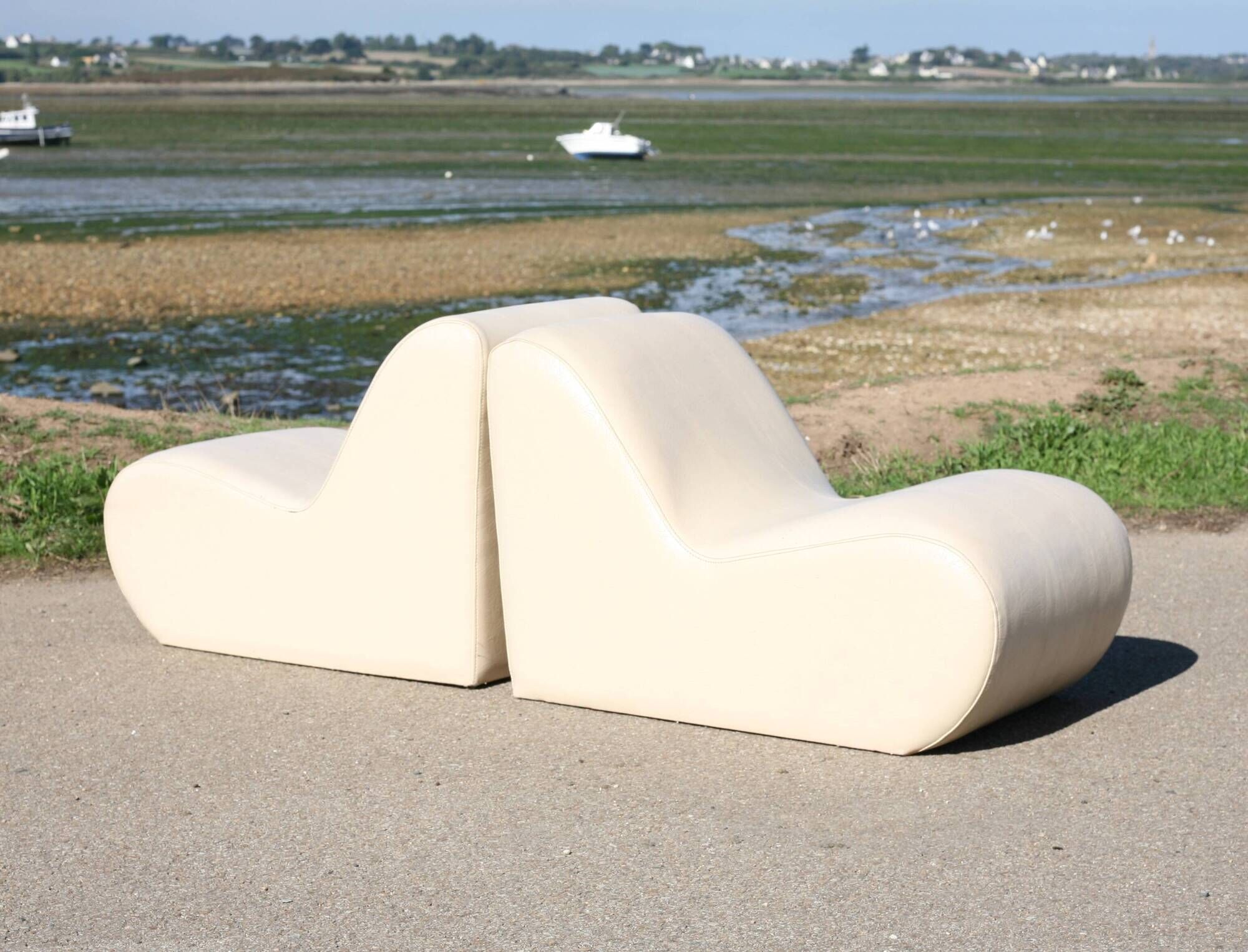 Pair of vintage armchairs, 1970s, faux leather