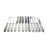 Lot 12 old large silver metal knives Rex covered silver metal floral