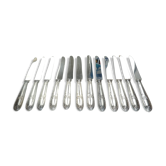 Lot 12 old large silver metal knives Rex covered silver metal floral