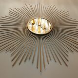 Vintage sun mirror in gold metal 55cm