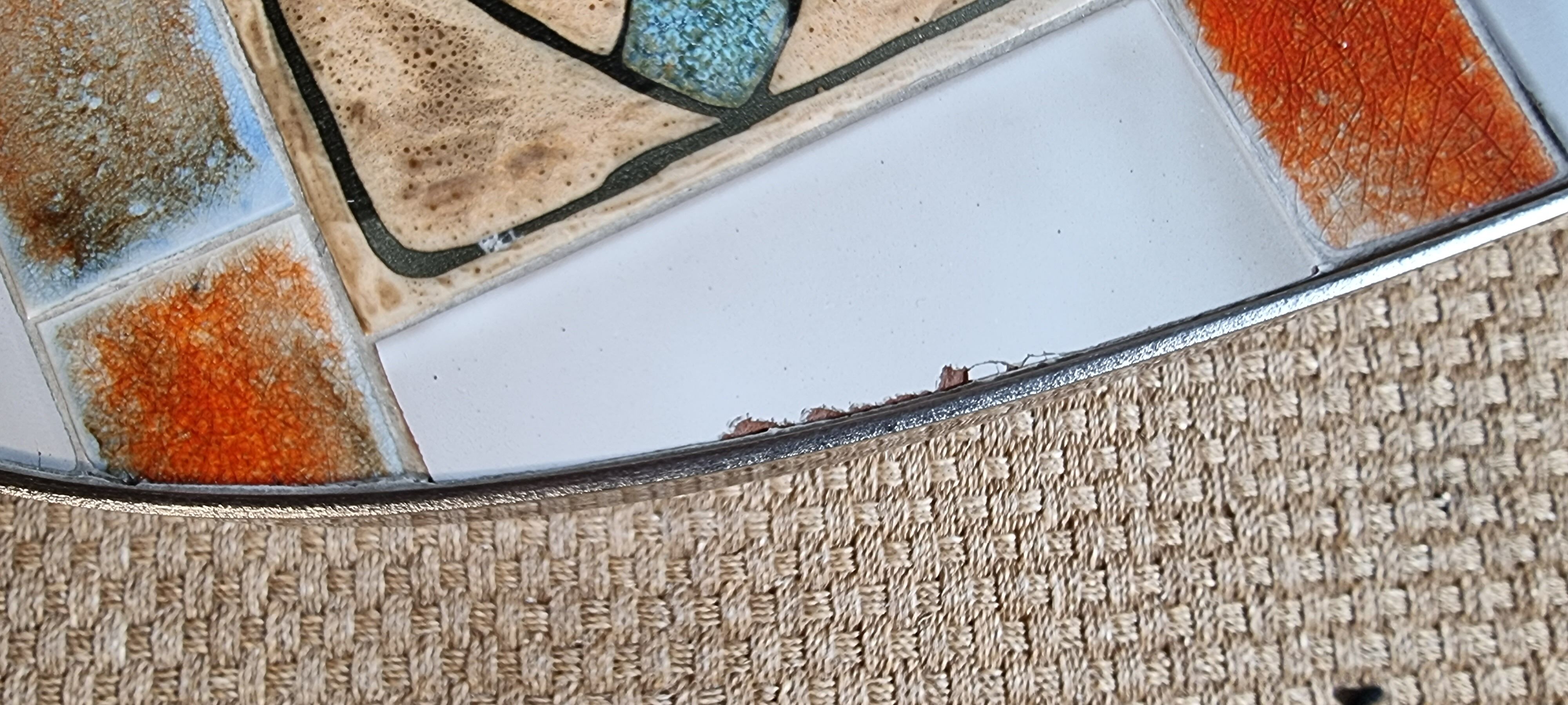 Coffee table 70s ceramic and stainless steel