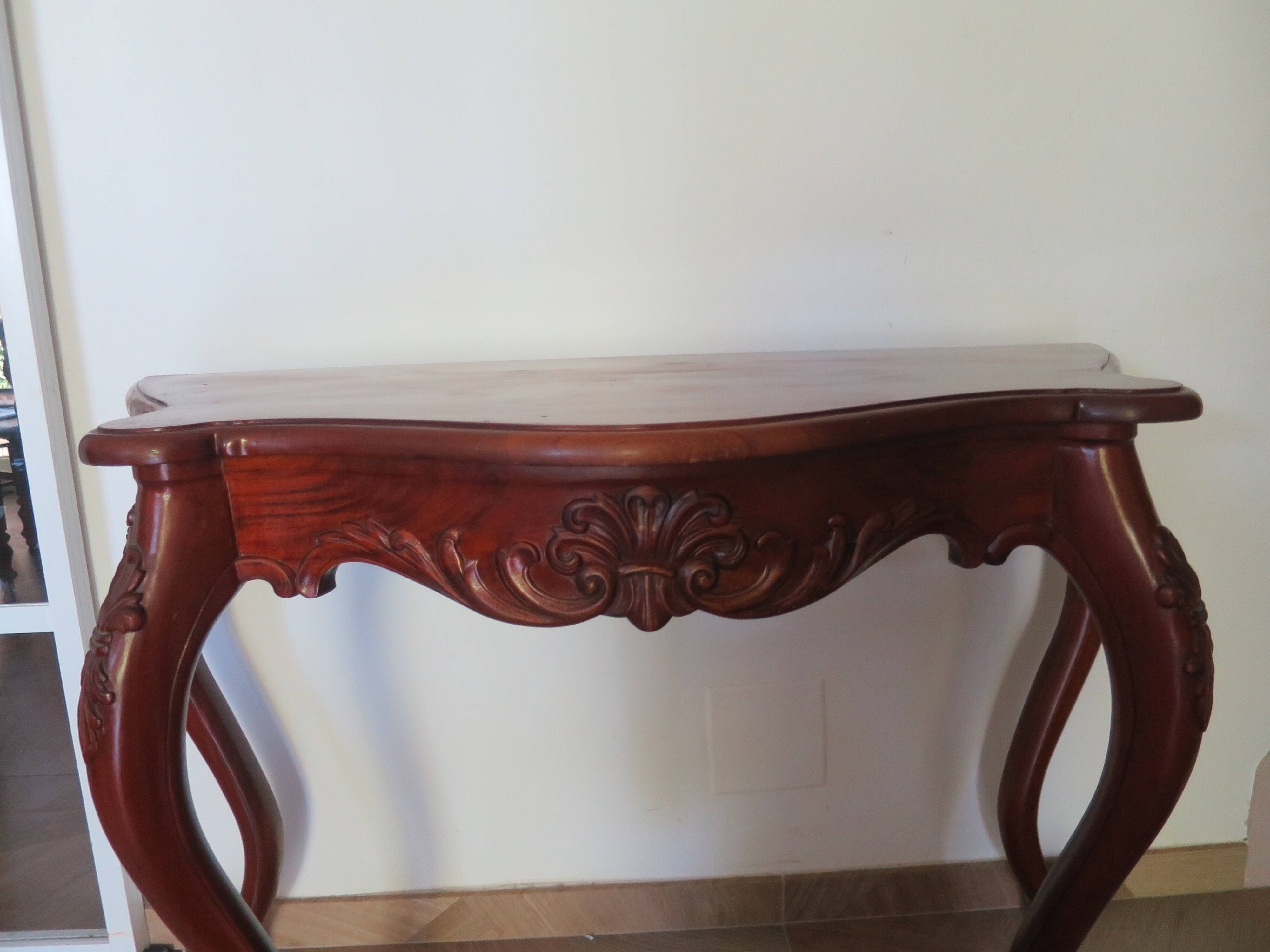 Console with curved legs - mahogany - Louis XV style - carved wood