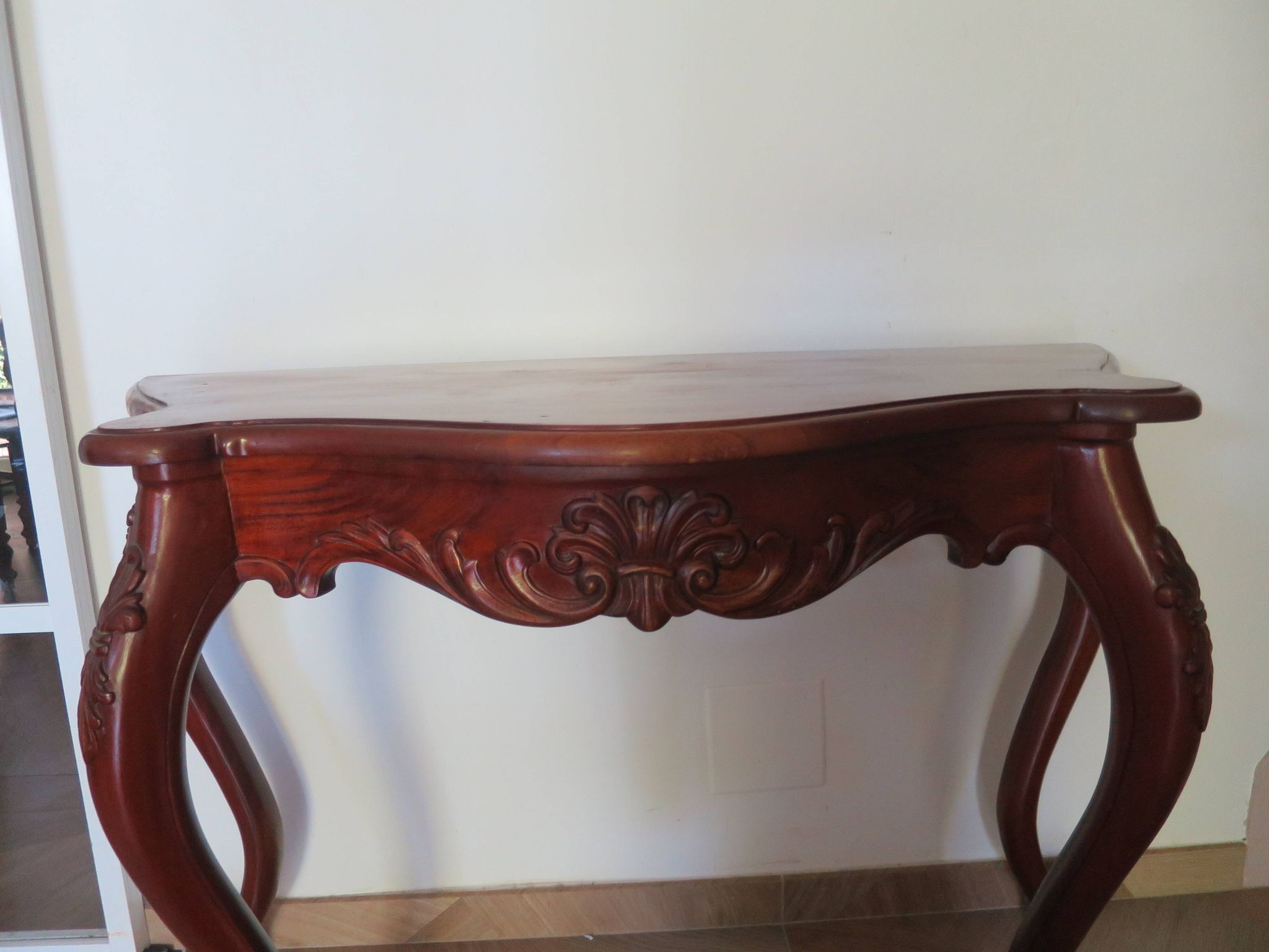 Console with curved legs - mahogany - Louis XV style - carved wood