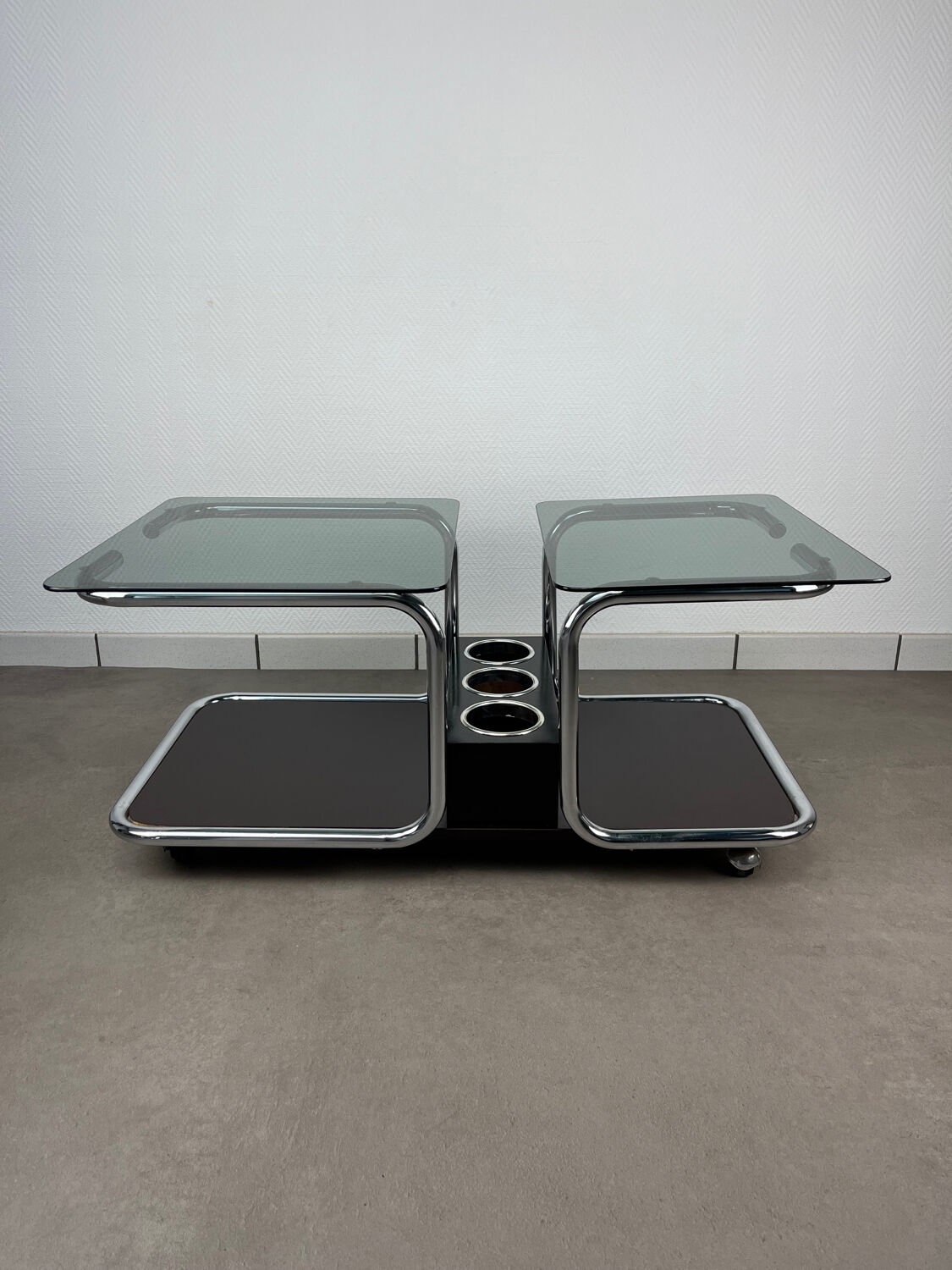 Chrome and smoked glass coffee table from the 70s.