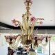 Venetian glass chandelier with pink and gold floral decoration – 6 lights