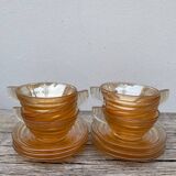 6 tasses à café en verre ambré 1970 italiennes