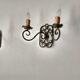 Pair of old wrought iron sconces patina green and gold - 2 lights
