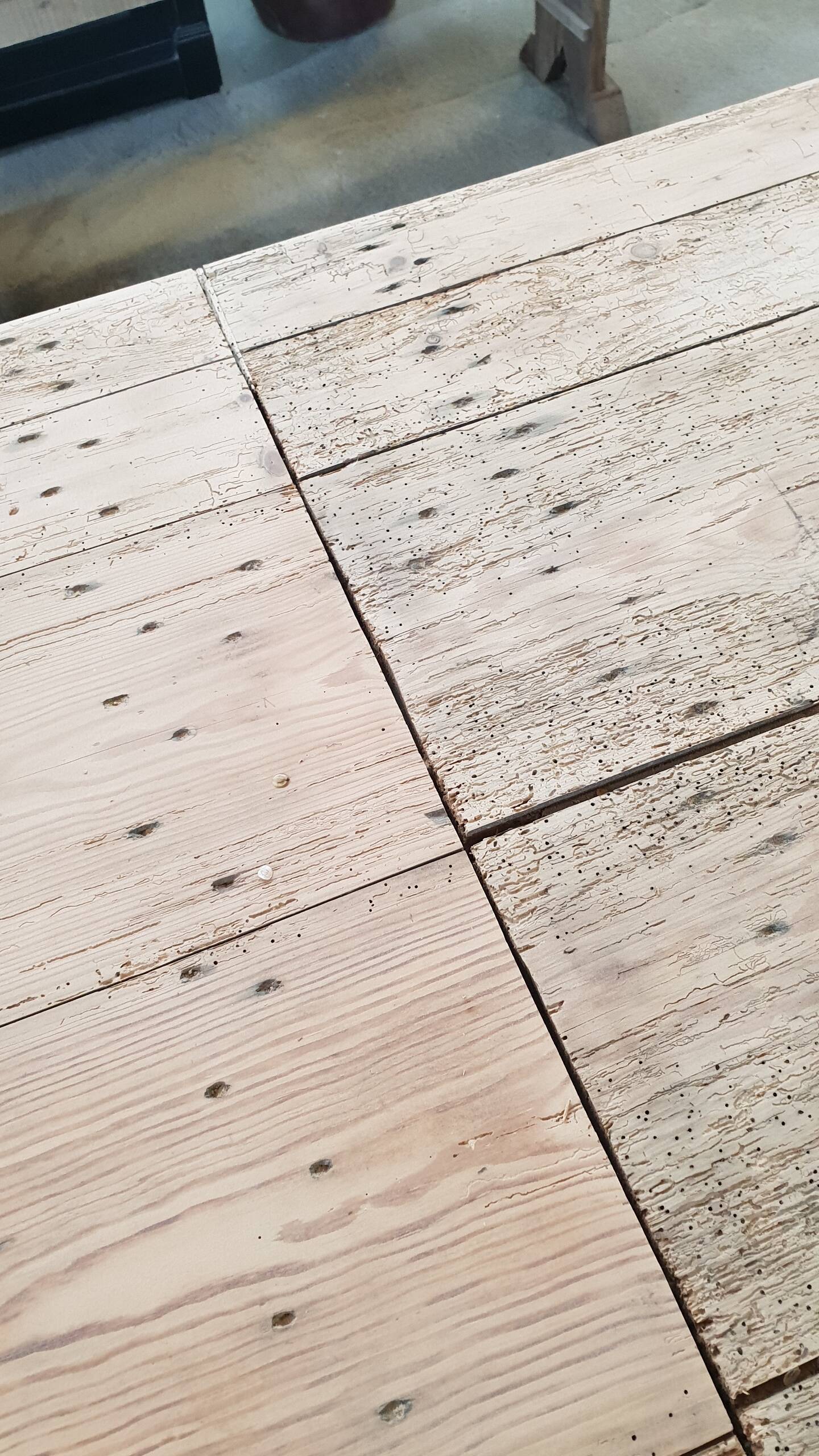 Old table on trestles