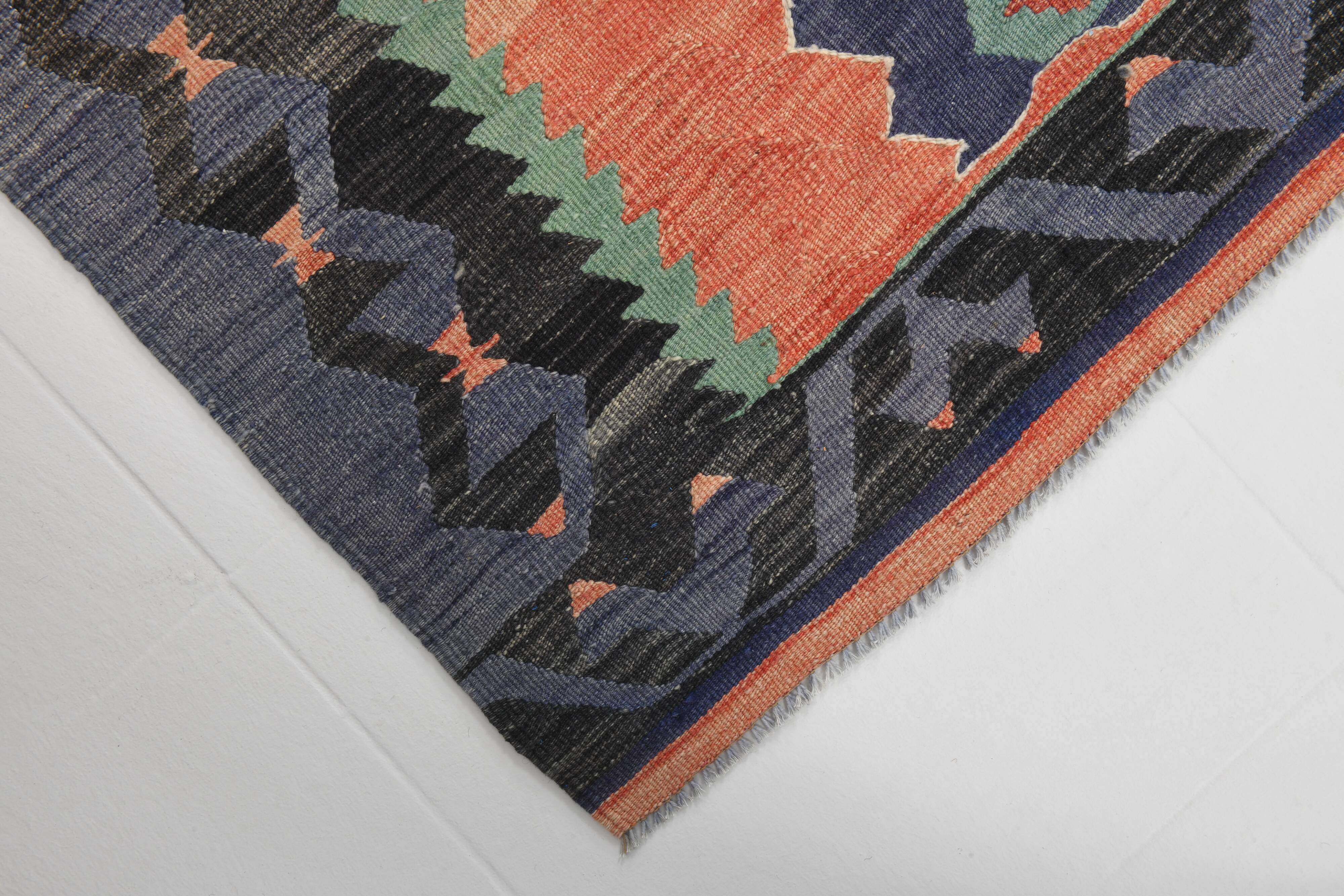 6x9 Tile Color Anatolian Kilim Rug, Turkish Kilim Rug, 174x279Cm