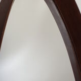 Italian Oval Teak Mirror 1950s 32x103cm