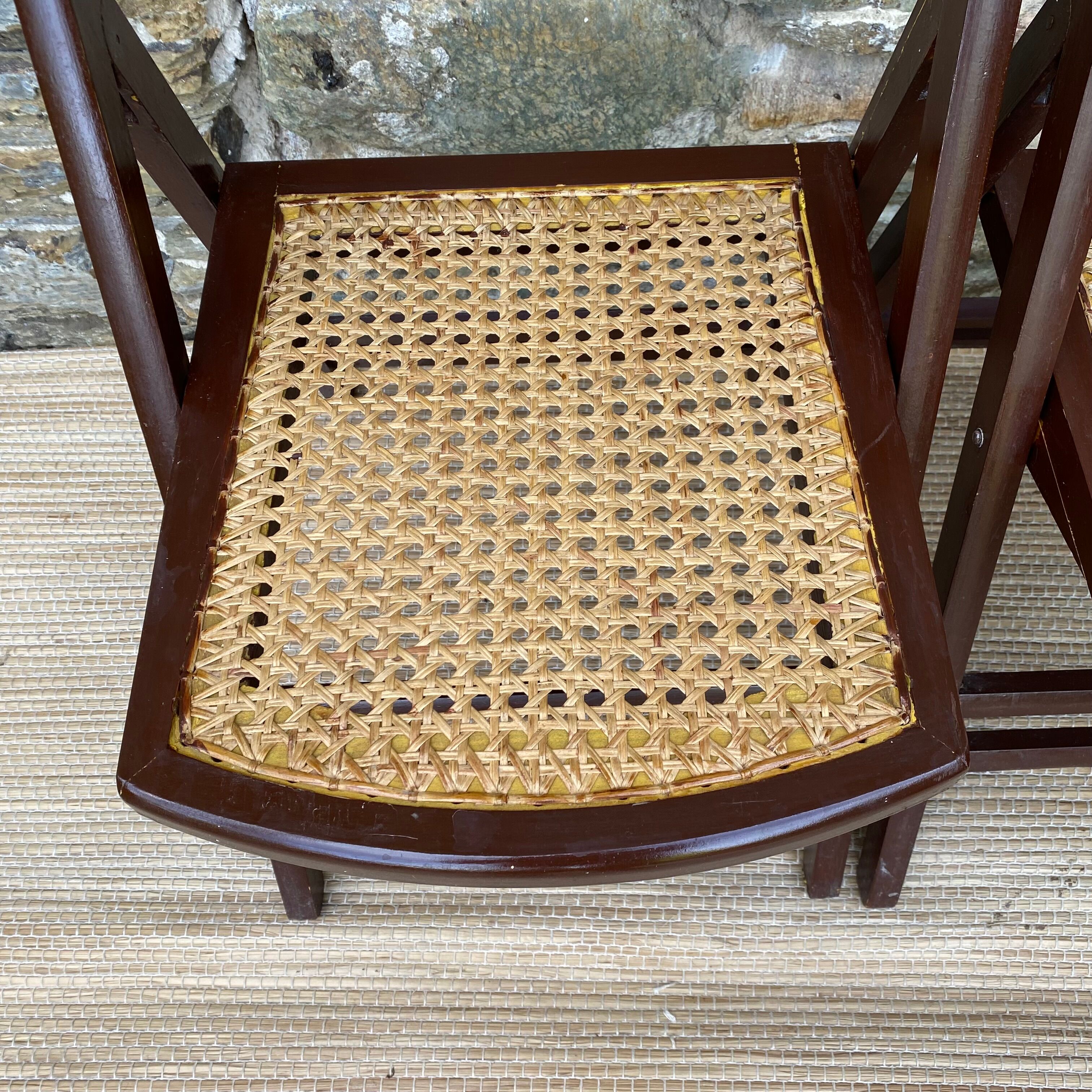 Vintage folding chairs wood and canning