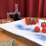 Square plate in opaline signed Bernard Gilbert