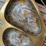 XL butterfly-shaped brass cloisonné trinket tray