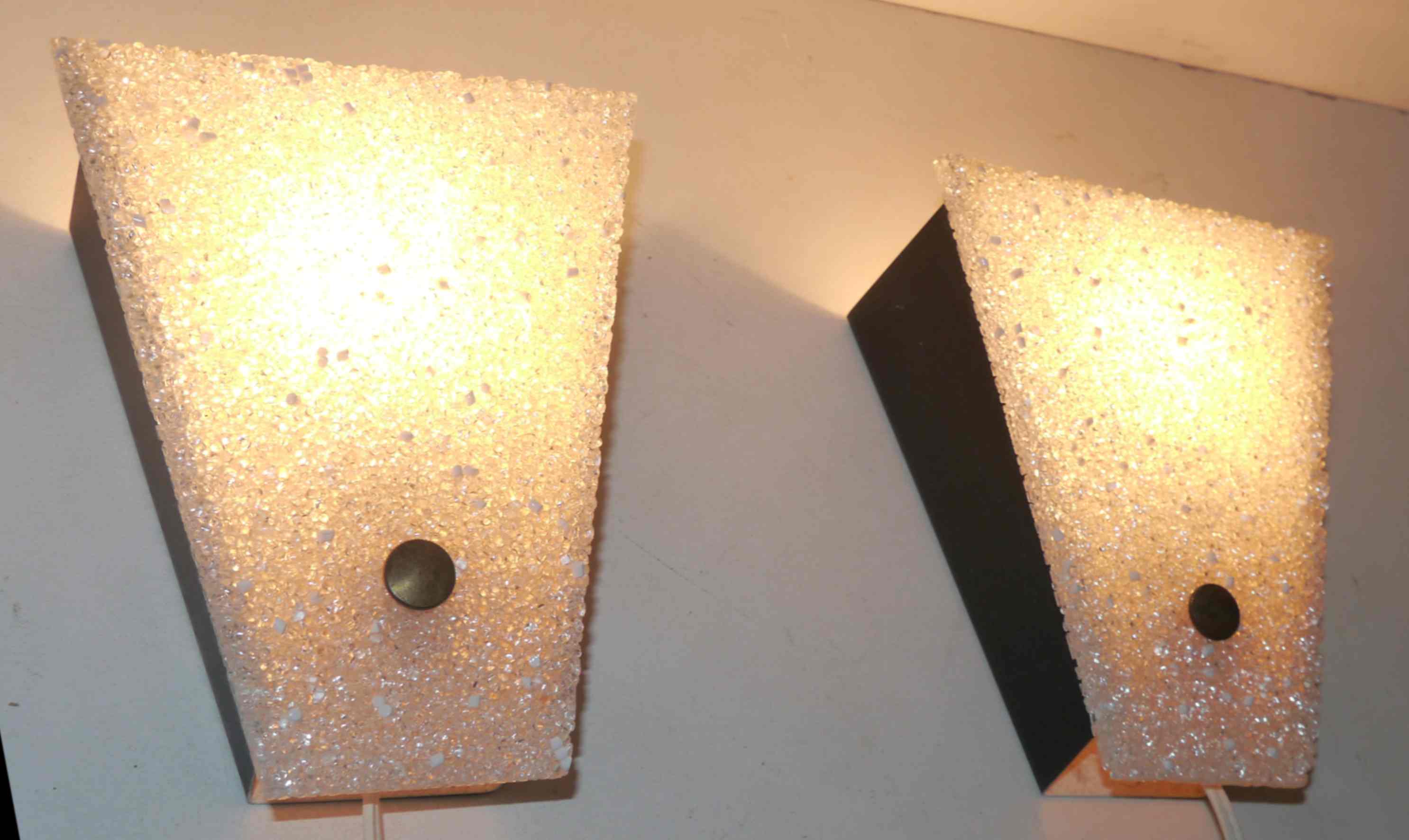Pair of vintage perspex wall lamps