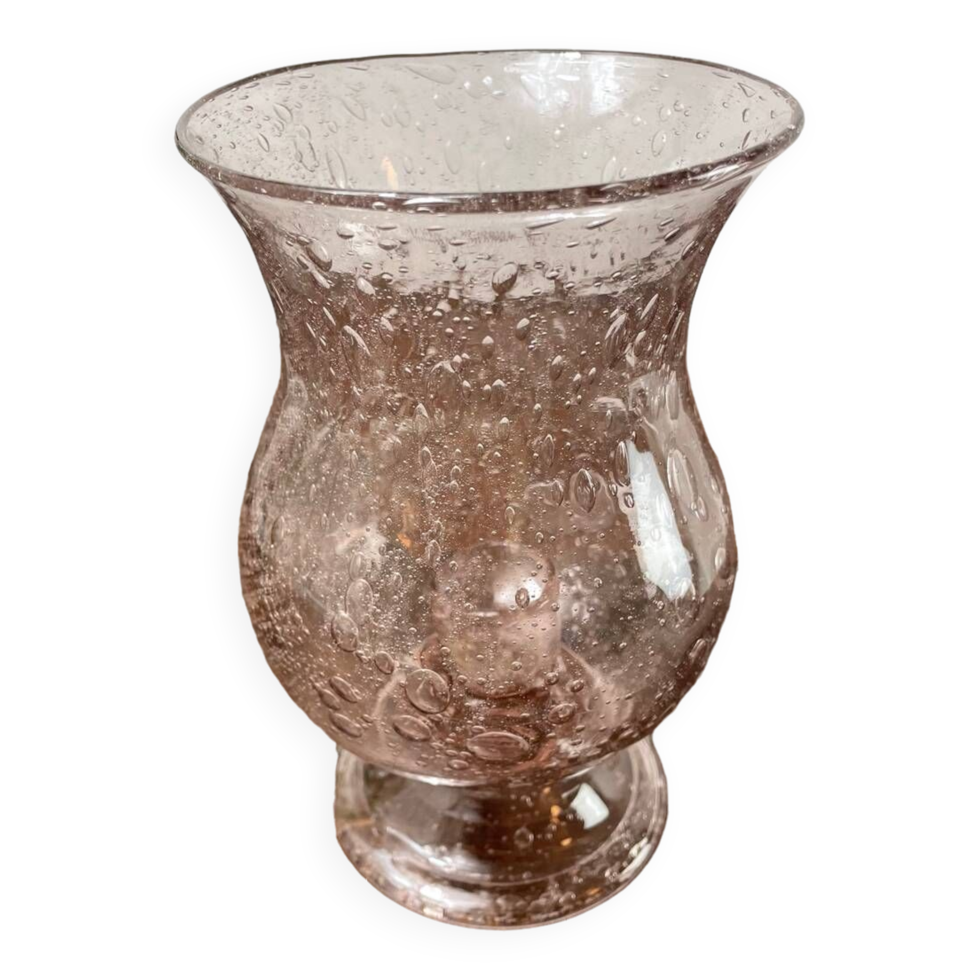 Biot bubbled glass candle holder