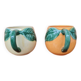 Pair of Portuguese slip mugs