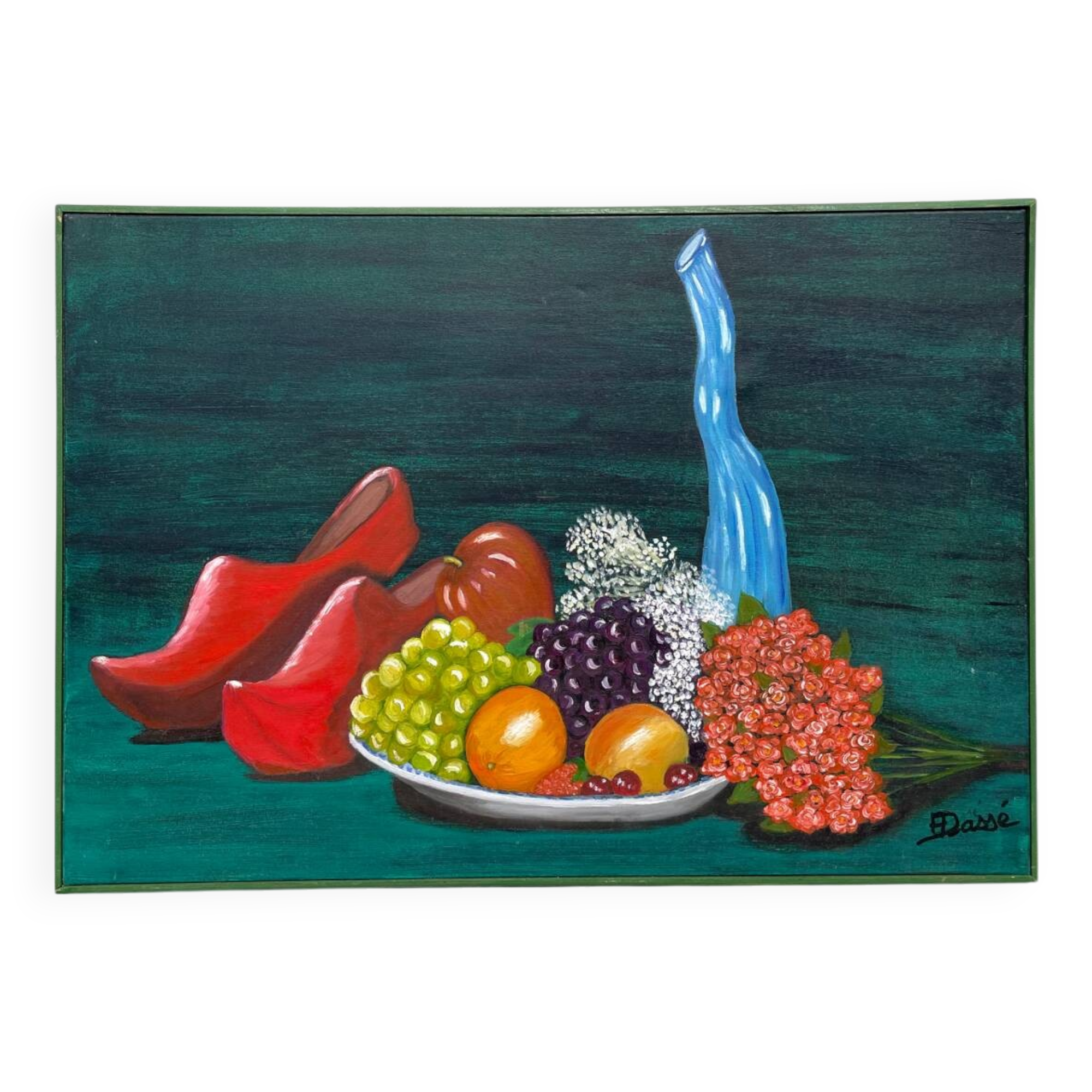 Still life with clogs and fruit / oil on canvas