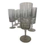 Set of 9 champagne flutes with flat sides in crystal sounding 1960
