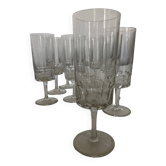 Set de 9 flutes à champagne cotes plates en cristal sonnant 1960