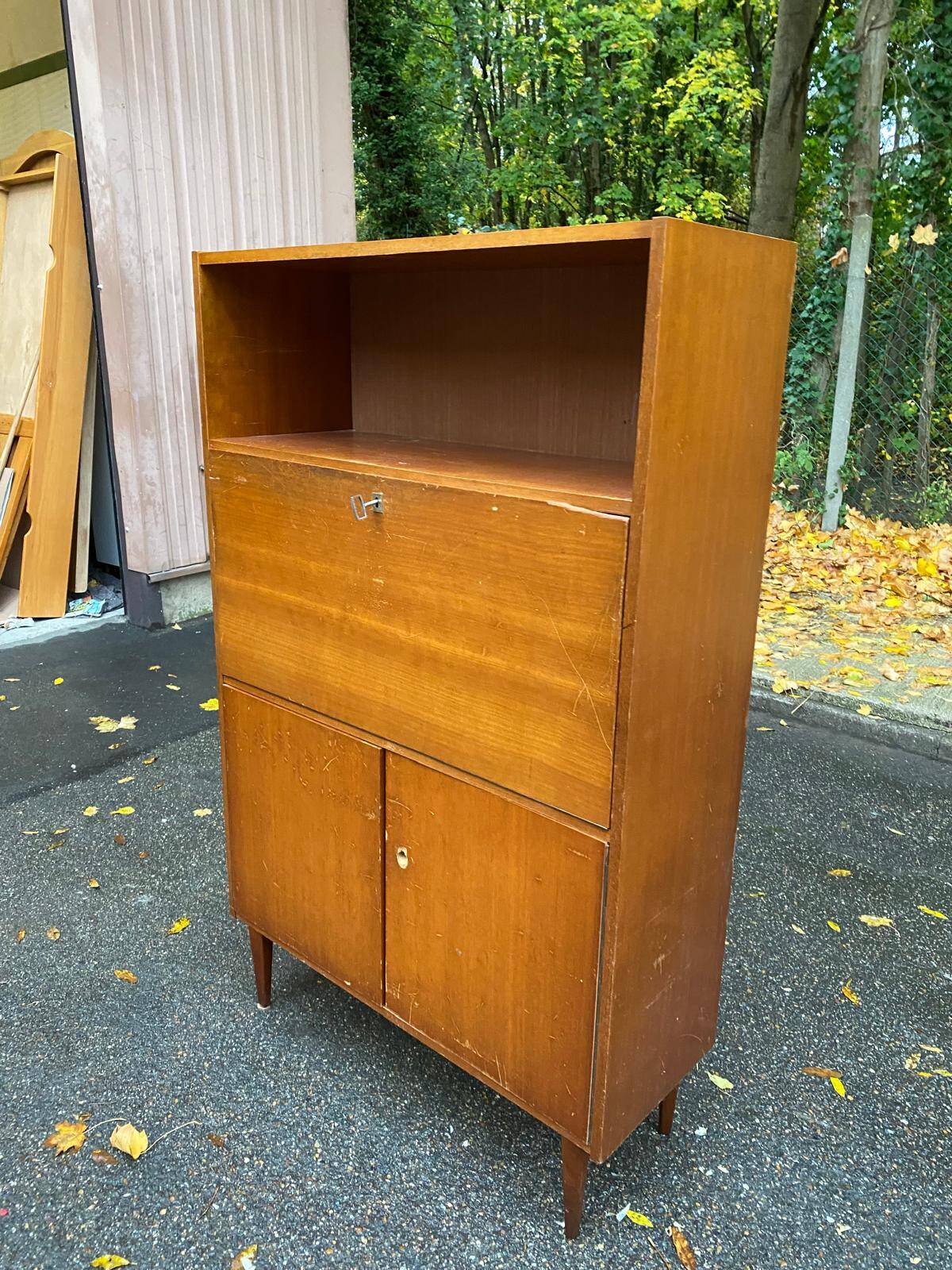 Vintage Scandinavian oak secretary desk, 1950s