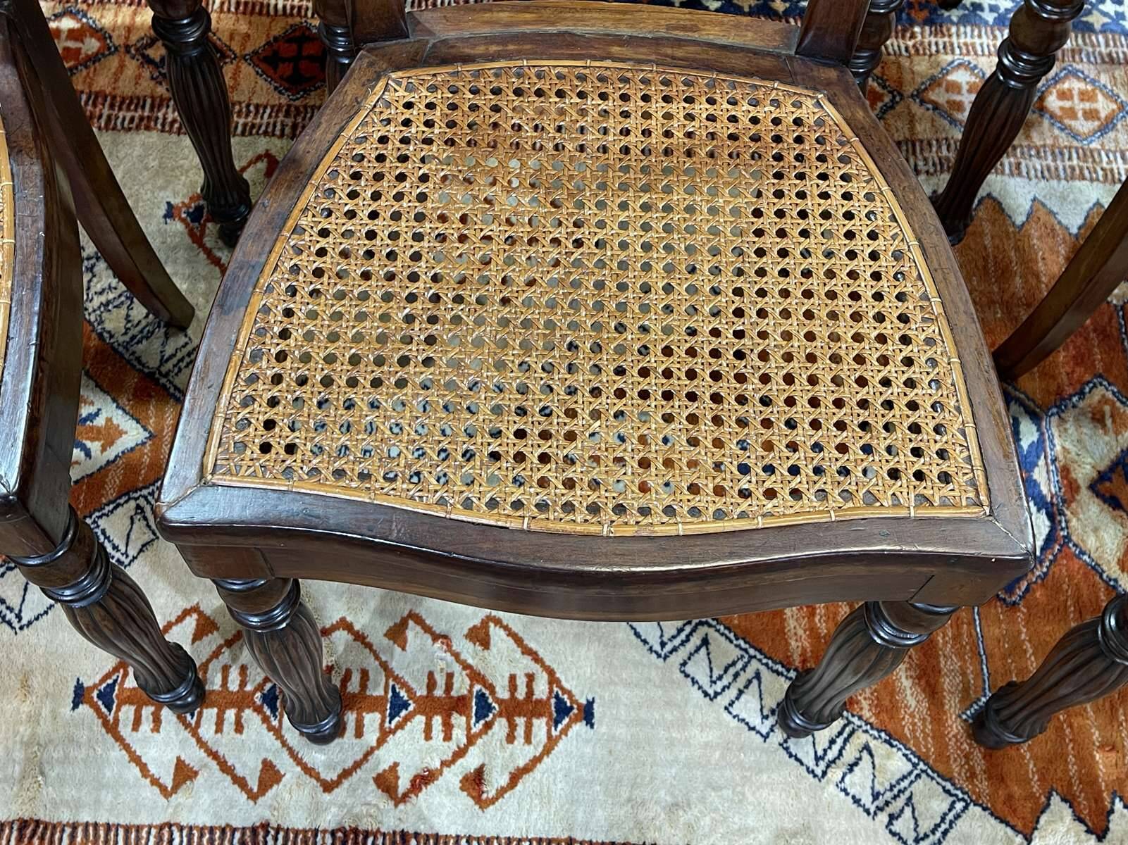Set of 8 Louis Philippe 19th century mahogany chairs with caned seats