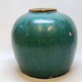 Antique Chinese Ginger Pot 1900 Green Blue Turquoise Enameled Ceramic