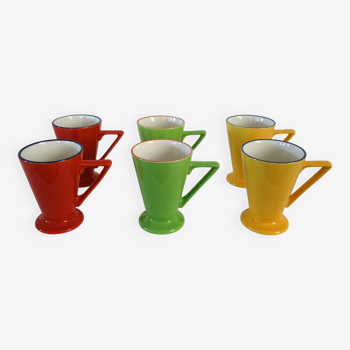 6 colored ceramic mugs, Churchill England