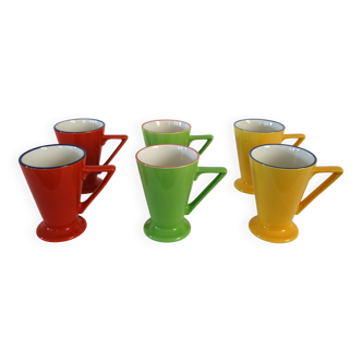 6 colored ceramic mugs, Churchill England