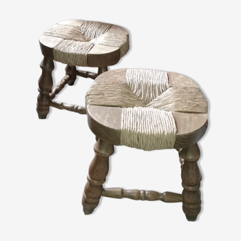 Pair of straw stools